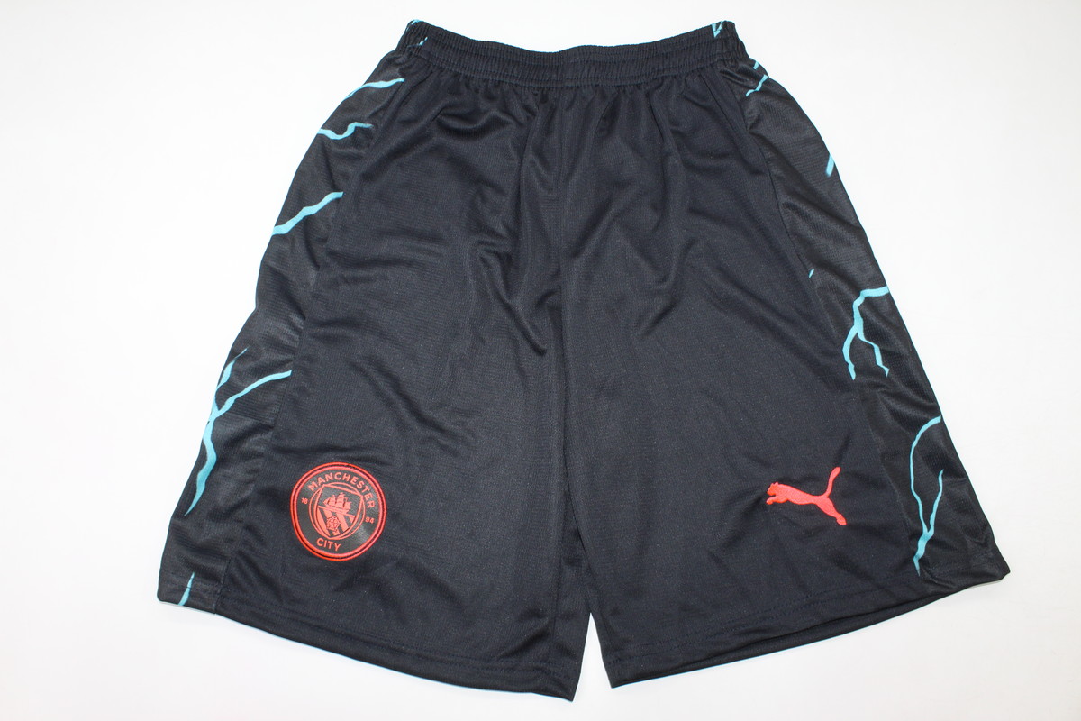 AAA Quality Manchester City 23/24 Third Black/Blue Soccer Shorts